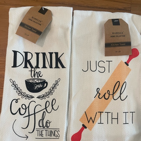 NWT Mabelle Set of 5 Kitchen Towels with funny sayings - Picture 2 of 6